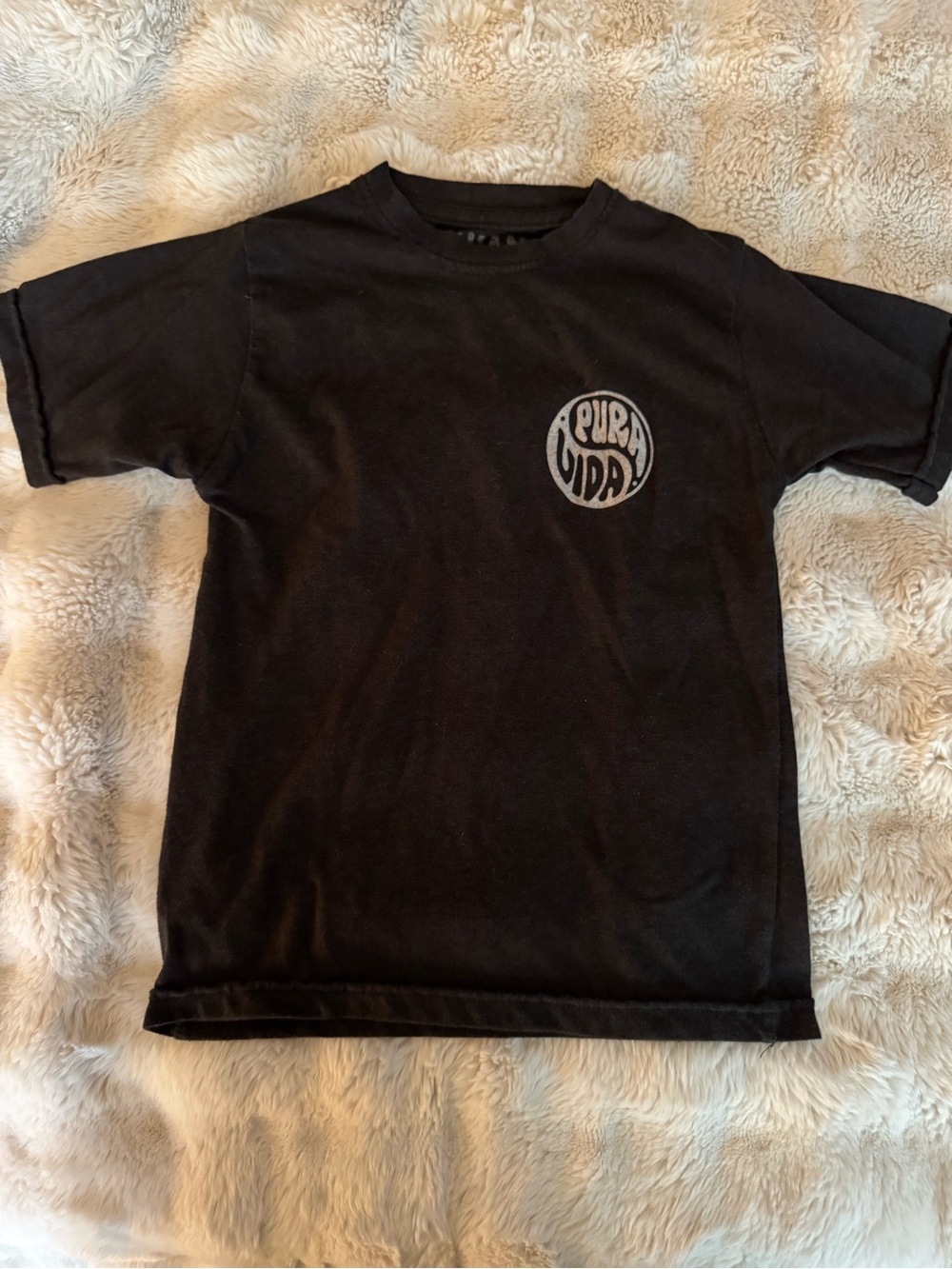 Pura Vida Kids Black Short Sleeve Logo Tee - made in Costa Rica Organic Cotton